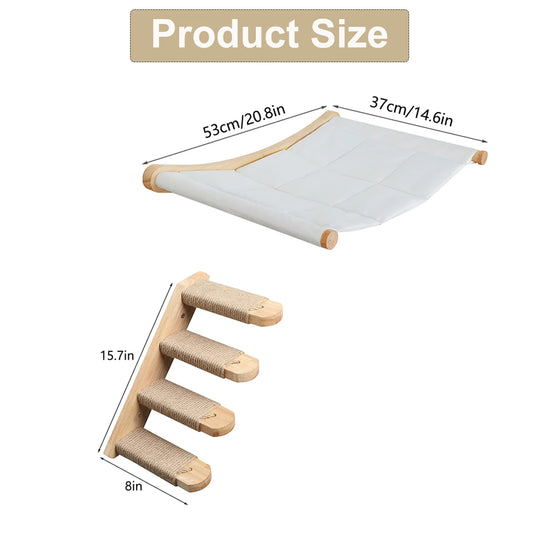 Cat Wall Furniture, Climbing Shelf, Wall Mounted Steps Stairway, With Sisal Rope Scratching, Grinding Claws for Most Kittens & Cats