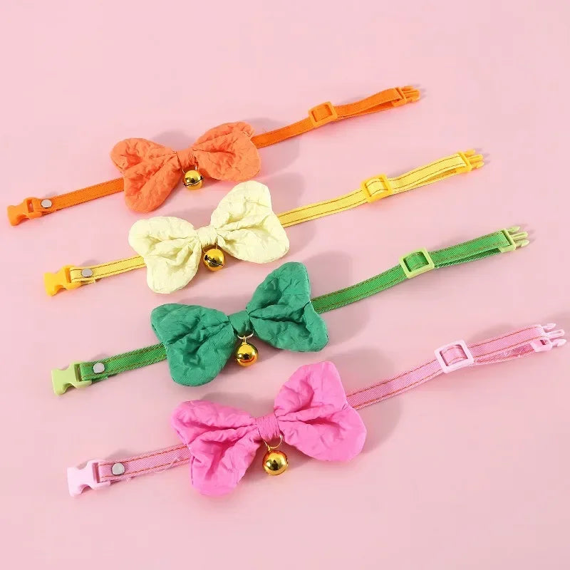 New Cat Collar, Candy Colorful Denim Bow, Adjustable Bell, Cat Dog Bow Tie, Accessory Necklace Dog Car Collar
