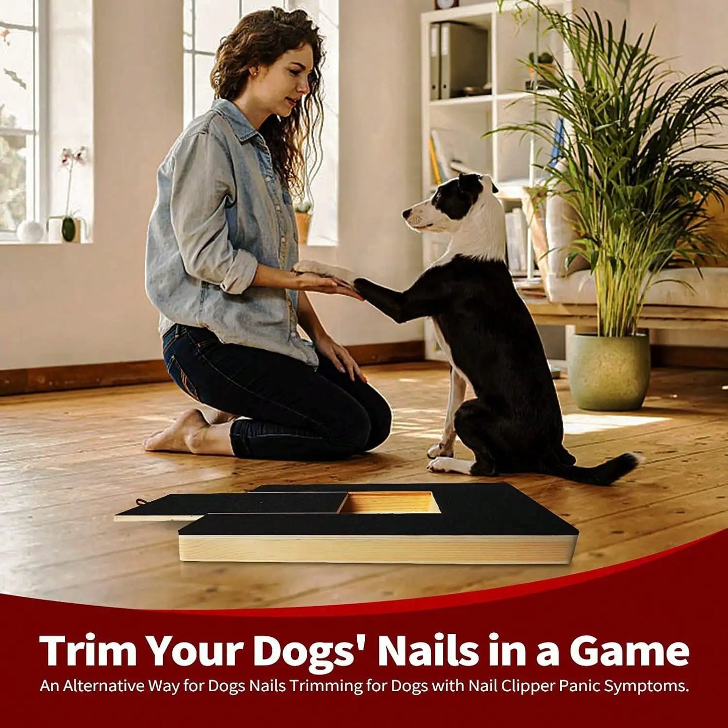 Nail Scratch Board, Wood Scratch Pad for Nail, Dogs with Treat Box, Stress Free Dog Scratch Pad for Nails, Nail File Board for Puppy