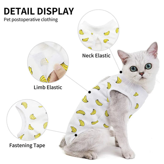 Pet Clothing Cat Recovery Suit, Postoperative Recovery Suit, E-Collar Alternative for Cats Dogs Puppy, Abdominal Skin Anti-Licking Pajamas