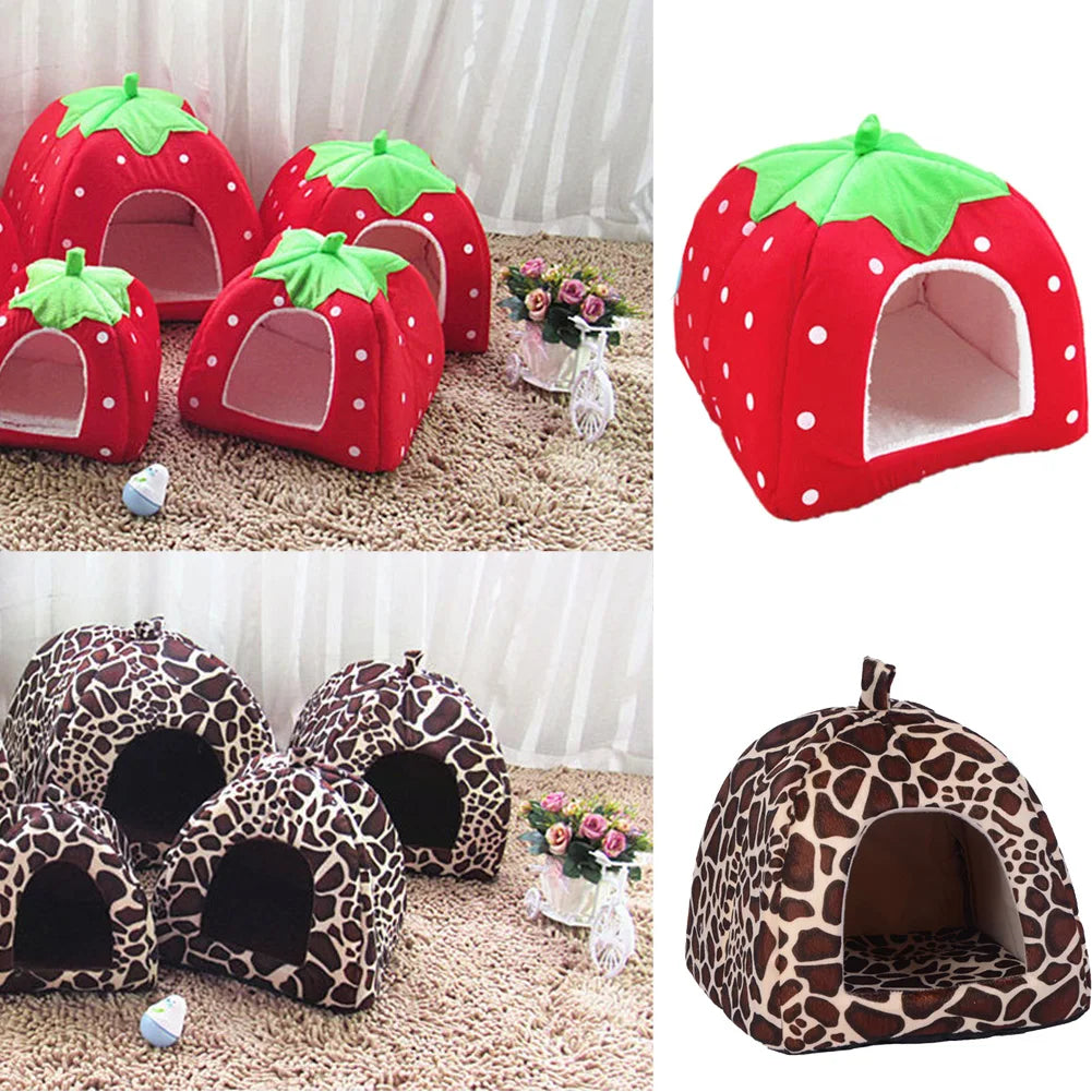 Fashion Cushion Basket, Soft Strawberry Pet Dog/Cat House, Pet Tent Dog House, Small Dogs, Puppies, Small Cats, Kittens