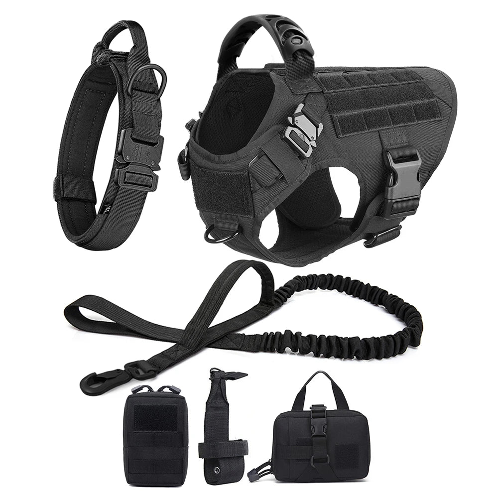 Large Dog Harness And Leash Set, Pet German Shepherd Malinois, Training Walking Vest, Dog Harness And Collar For Medium Large Dogs