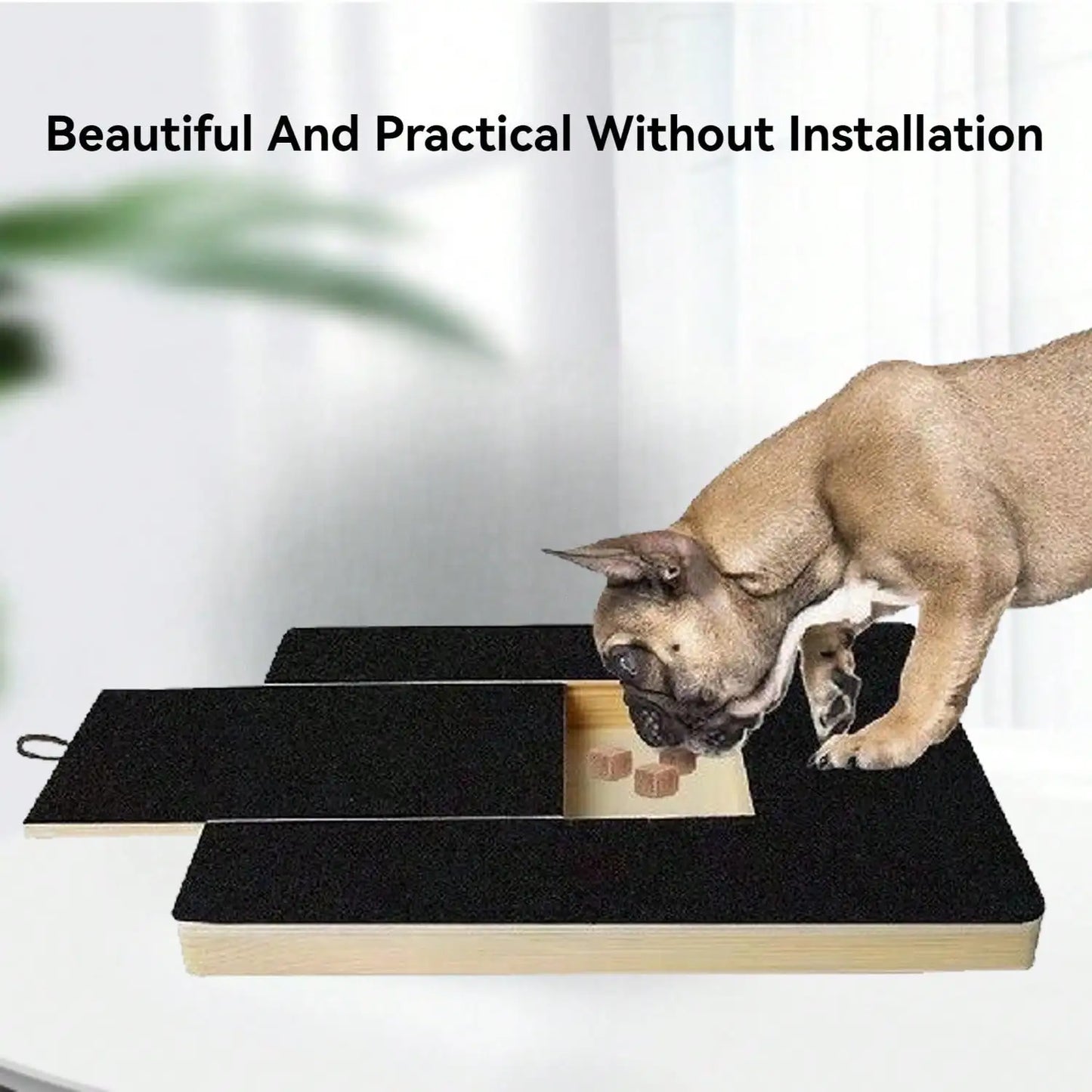 Nail Scratch Board, Wood Scratch Pad for Nail, Dogs with Treat Box, Stress Free Dog Scratch Pad for Nails, Nail File Board for Puppy