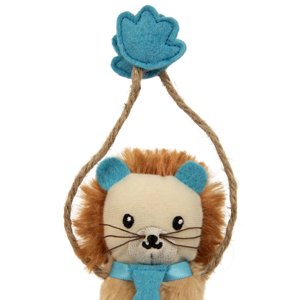 Interactive Cat Toy, Breakaway Door Hanging, Kicker Crinkle Lion with Catnip, Playful Cats, Easy Attach Detach