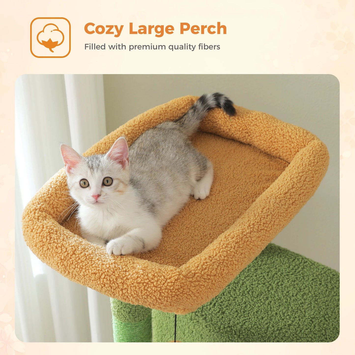 Tall Cat Tree for Large Cat with Large Hammock, Multi-Level Cat Tower with 2 Spacious Condos, Sisal Scratching Posts, Cat Toys