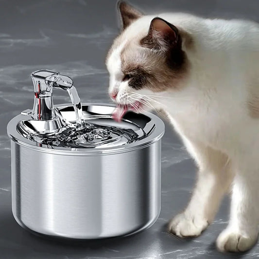 2L Fully Stainless Steel Pet Water Dispenser, Automatic Cat Water Fountain, Optional Sensor  and Heater