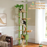 Cactus Cat Tree, Floor to Ceiling Cat Tower, Adjustable Height with Cat Condo, Cozy Hammock and Scratching Post, Tall Activity Tree