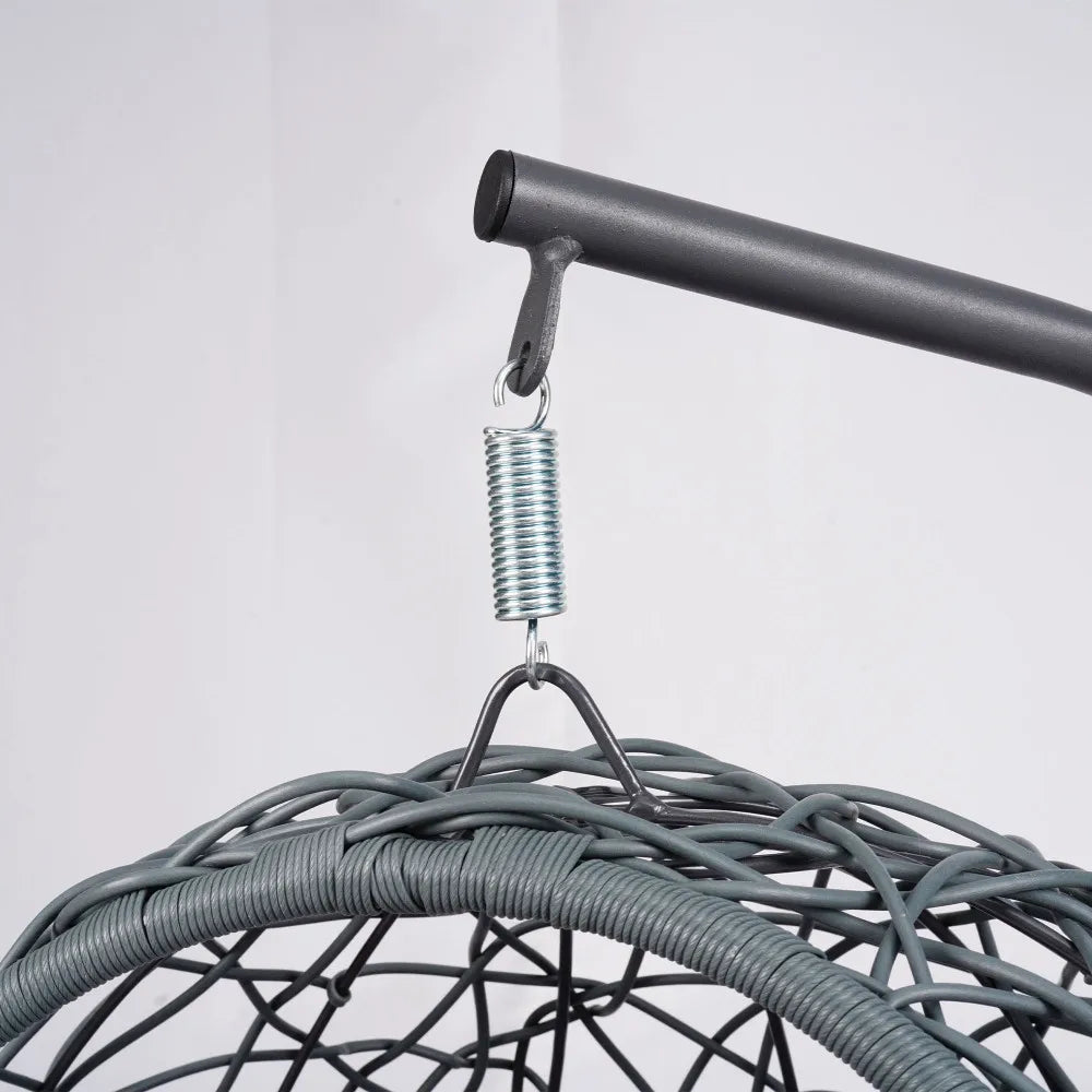 Cat Swing Bed with Stand & Cushion, Cat Egg Chair with Rattan Wicker Appearance, Indoor Hanging Swinging Cat Bed
