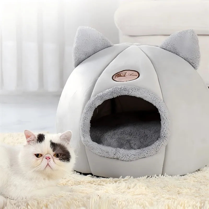 Pet Bed With Cat Ears, Cat Bed for Small Medium Large Cats, Keep Warm in Winter, Comfortable and Soft, Machine Washable