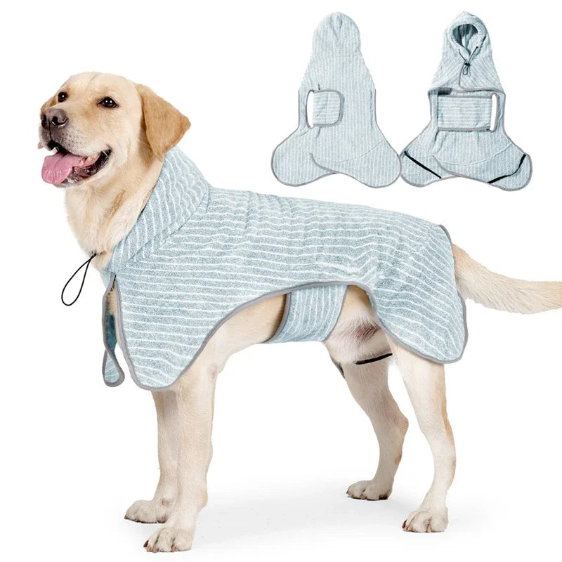 Pet Bathrobe Dog or Cat, Fast Water Absorbent Towel, for Large Medium Small Dogs, Soft Adjustable  Drying Coat