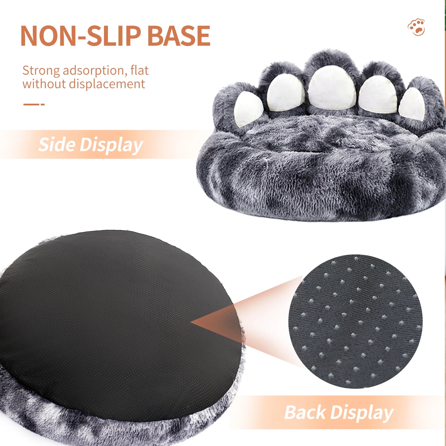 Large, Comfy Cozy, Warm, Fluffy, Paw Shape Dog Bed