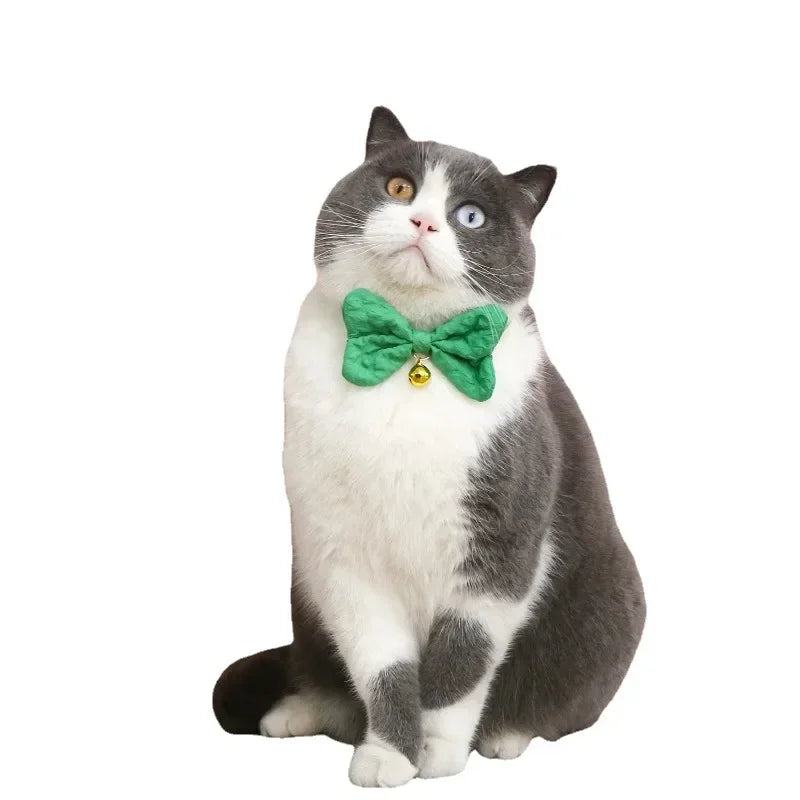 New Cat Collar, Candy Colorful Denim Bow, Adjustable Bell, Cat Dog Bow Tie, Accessory Necklace Dog Car Collar