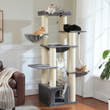Large Cat Tree for Big Cats, Robust Cat Tower with Several Levels, Cat House Climbing Tree with Hammock ,11 Sisal Posts, Large Perch