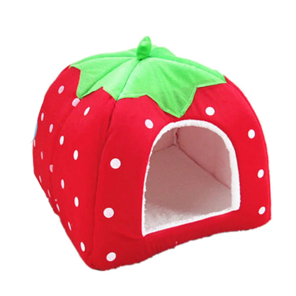 Fashion Cushion Basket, Soft Strawberry Pet Dog/Cat House, Pet Tent Dog House, Small Dogs, Puppies, Small Cats, Kittens