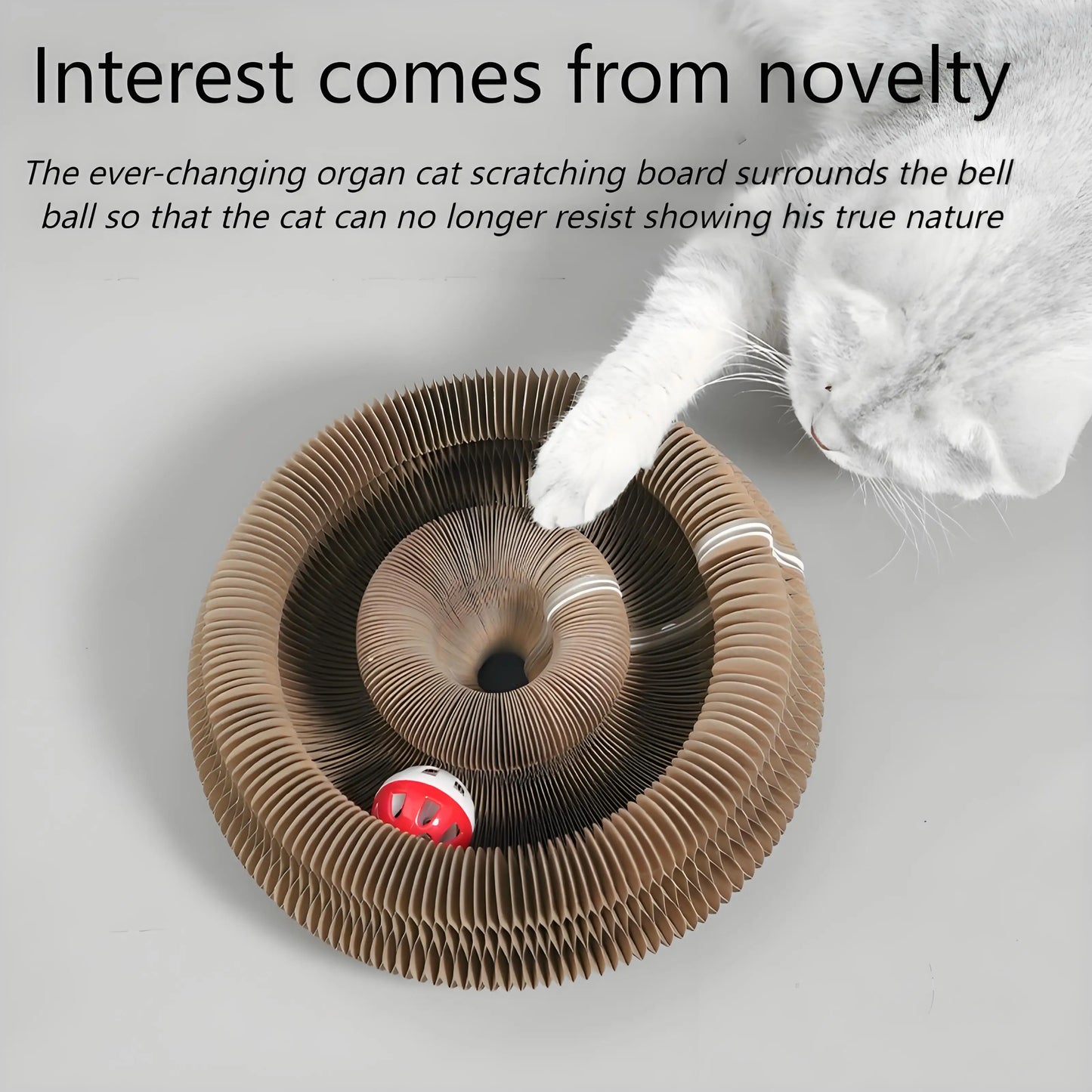 Cat Scratching Board with Bell – Corrugated Paper Toy, Durable Scratch Pad for Cats, Interactive Play & Stress Relief