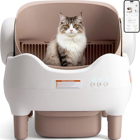 Self Cleaning Litter Box, Automatic Cat Litter Box with APP Control, Odor-Free, Large Waste Bin, Open-Top for Multi Cats