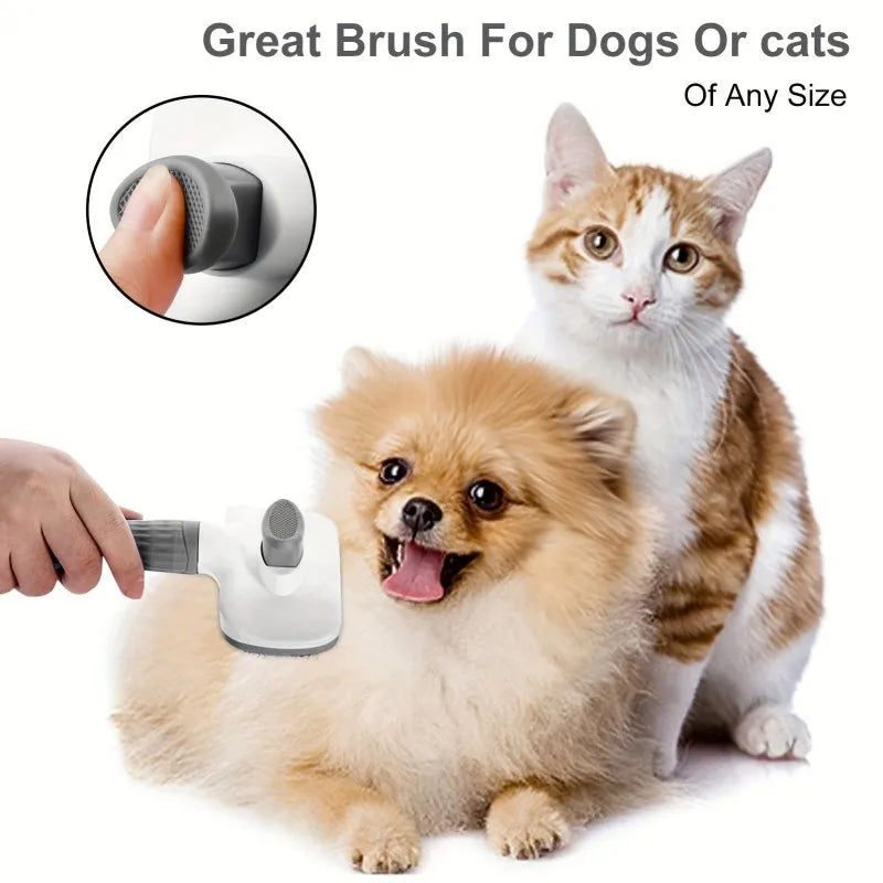 2-in-1 Pet Grooming Brush - Massaging Deshedder, Easy Cleanup