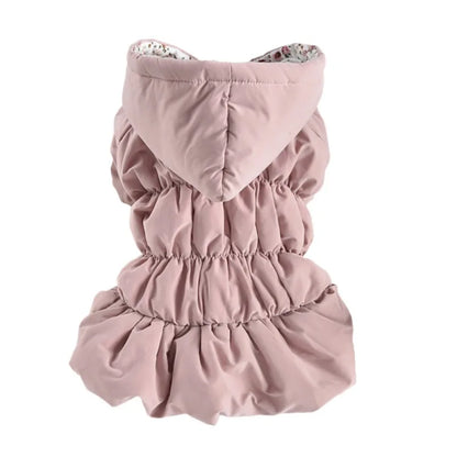 Dog Pet Super Warm Dress, Winter Puppy, Pet Dog Coats, Princess Floral Bubble Skirt, Dog Cat Hooded, Chihuahua Yorkie Clothing