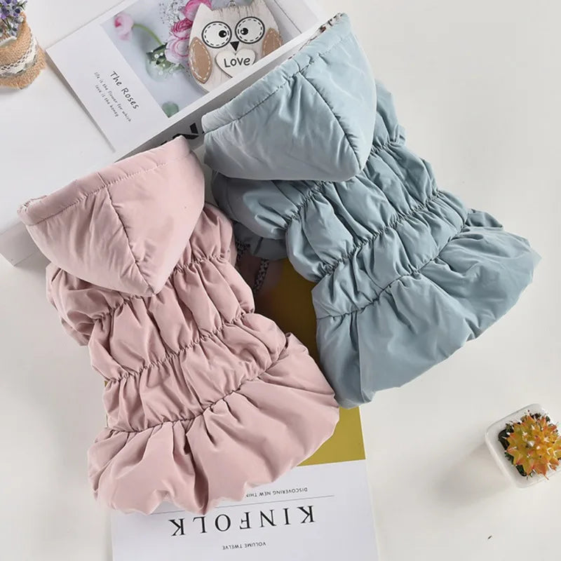 Dog Pet Super Warm Dress, Winter Puppy, Pet Dog Coats, Princess Floral Bubble Skirt, Dog Cat Hooded, Chihuahua Yorkie Clothing