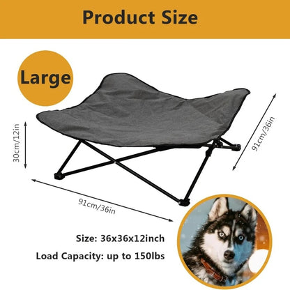 Elevated Dog Bed, Portable Raised Pet Cot, Indoor Folding Dog Bed, Padded Filling, Carrying Bag Included, Pet Camping Traveling