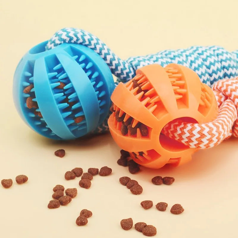 Durable Braided Rope, Pet Chew Toy Ball, Dental Cleaning & Treat Dispenser, Fetch & Tug Play, Small/Medium Dogs