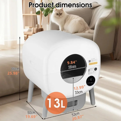 Extra Large Automatic Litter Box, Self Cleaning for Multiple Cats, Odor-Free, App-Controlled, Ambient Light, Waste Disposal