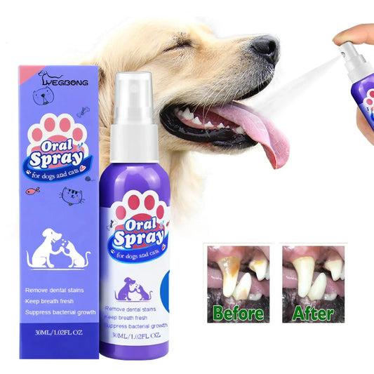 Pet Tooth Cleaning Spray, Dogs Remove Bad Breath, Cats Fresh Oral Cleaning, Dental Care, Deodorization Spray, Pet Supplies 30ml
