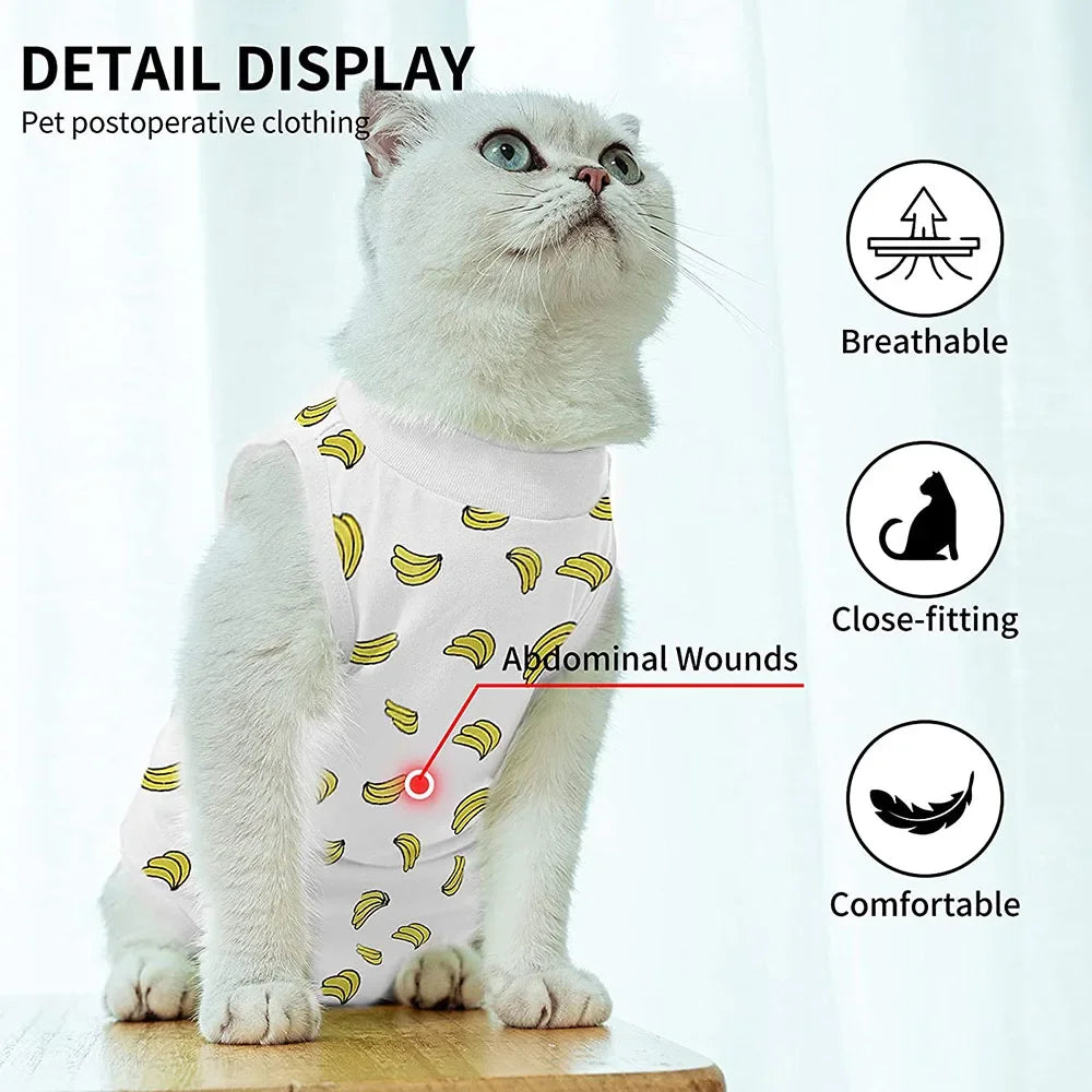 Pet Clothing Cat Recovery Suit, Postoperative Recovery Suit, E-Collar Alternative for Cats Dogs Puppy, Abdominal Skin Anti-Licking Pajamas