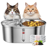 Stainless Steel Pet Water Fountain, 0.8 GAL 2-IN-1 Automatic,  Water Level Marker, Suitable For Dogs Cats And Multiple Pets