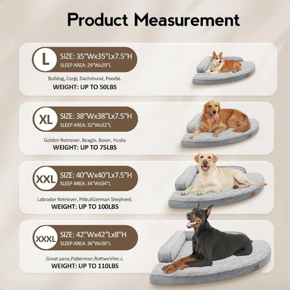 XL Orthopedic Dog Bed, EggCrate Memory Foam, Dog Beds with Removable Washable Cover, Waterproof Pet Beds, NonSlip Bottom