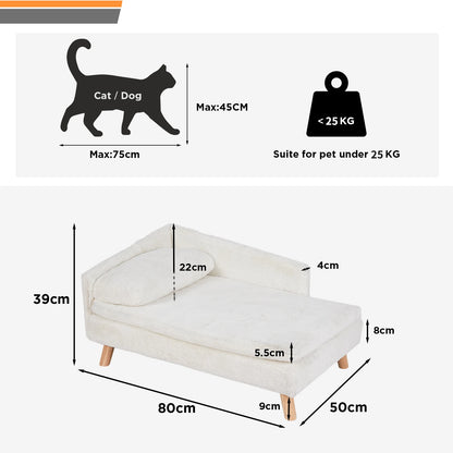 Elevated Pet Bed, Solid Wood Leg, Dog/Cat Sofa for Indoor, L Shape Plush Couch, Lounge with Soft Cushion