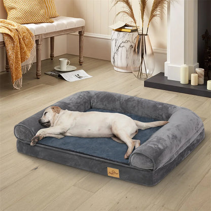 Large, XL, XXL Calming Dog Bed, Orthopedic Memory Foam Sofa Couch, Waterproof Removable Cover, Plush Mat for Large Dogs