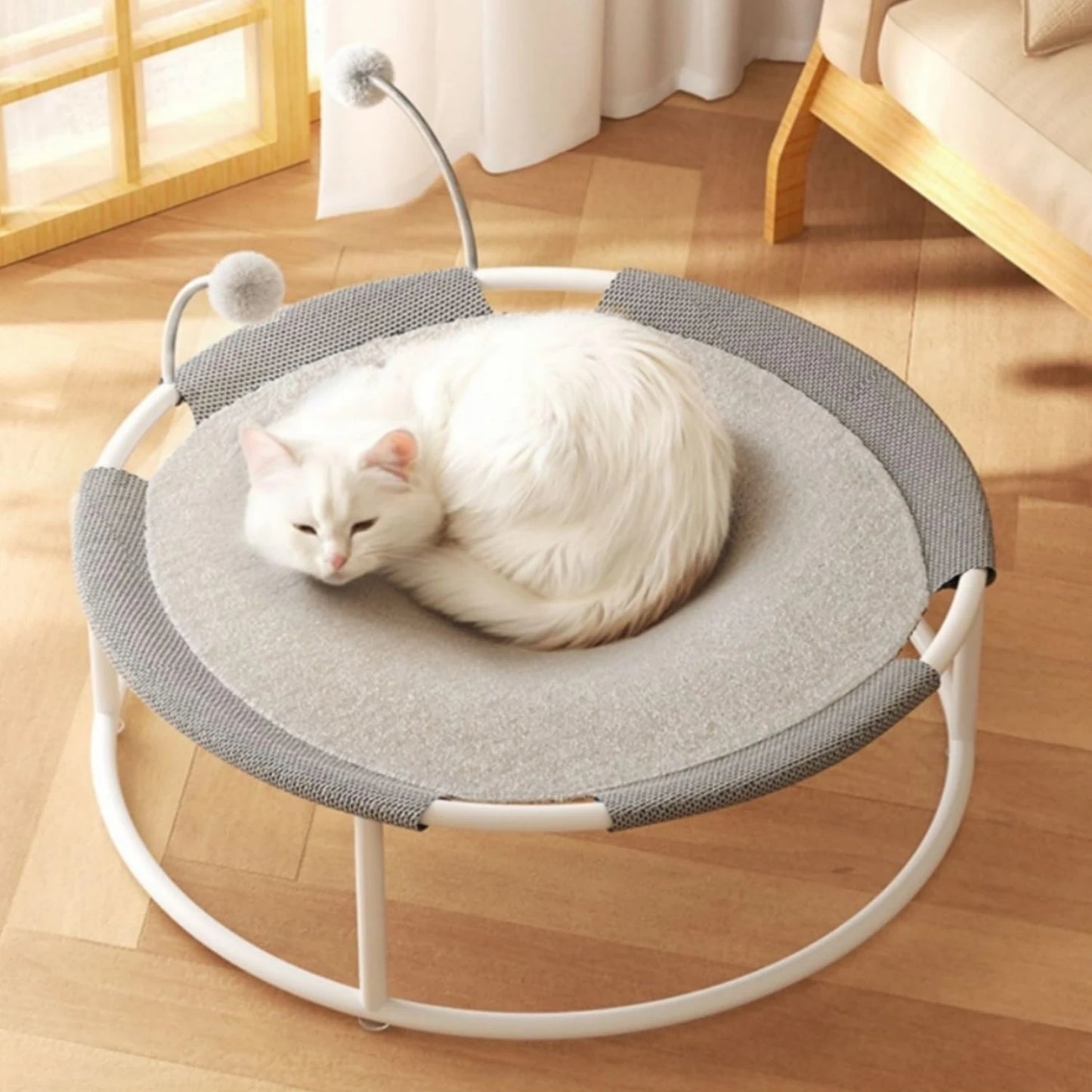 Raised Cat Hammock Bed, Removable and Washable Soft Mattress, Comfortable and Breathable Raised Cat Bed, Removable Indoor/Outdoor Pet Trampoline, Strong Structure and Stable, Suitable for Cats and Dogs