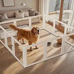 Modern Dog Playpen with Door, Clear Pet Playpen for Indoor/Outdoor, Easy to Install and Remove, Puppy Playpen for Dogs, Cats, Other Small Pets