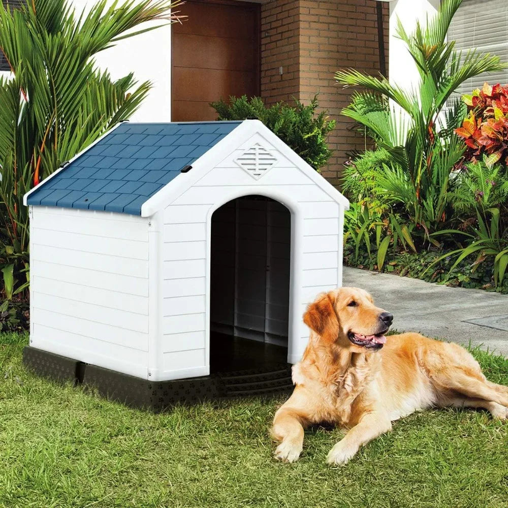 Waterproof Plastic Dog House, With Air Vents and Elevated Floor, Medium-Sized, For Outdoor Use, Easy Assembly