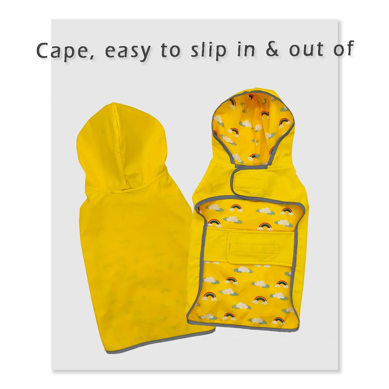 All Weather Dog Raincoat, Dual-Sided Waterproof Coat, Polyester Fiber PU Coating, Quick-Adjust Velcro Closure