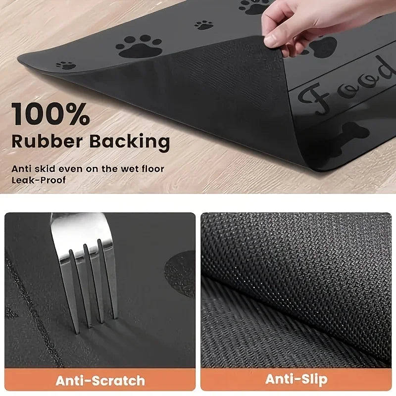 Absorbent Pet Placemat For Dogs & Cats, Pet Feeding Mat, For Food And Water Bowl, Waterproof Rubber Backing, Quick Dry Water Dispenser Mat