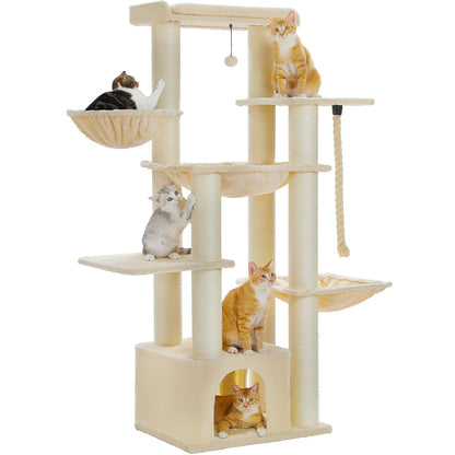 Large Cat Tree for Big Cats, Robust Cat Tower with Several Levels, Cat House Climbing Tree with Hammock ,11 Sisal Posts, Large Perch