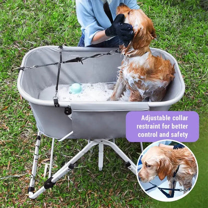 Elevated Dog Bath Tub, Bath Shower Grooming, Foldable Pet Dog Bathing Station, Adjustable, Ideal For Medium To Large Pets