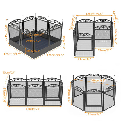 Heavy Duty Large Dog Playpen, Pet Exercise Run Enclosure Fence, Pet Whelping Pen Box with Waterproof Fertility Mat, Indoor Outdoor