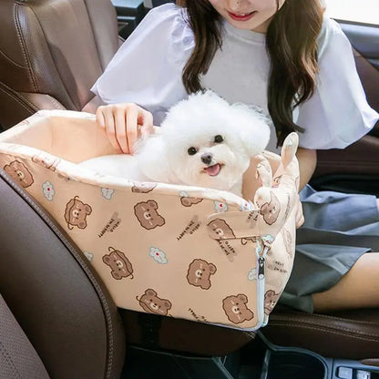 Soft Console Dog Car Seat, Pet Booster, Comfortable Pet Armrest Seat, Non-Slip, Interactive Pet Seat, Travel Carrier Cage