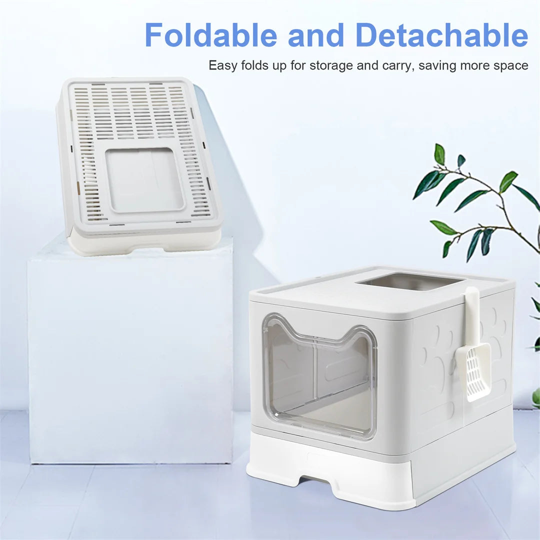 Modern Tidy Cat Litter Box, Flexible Cat House Furniture, Cat Potty with Portable Scoop Drawer