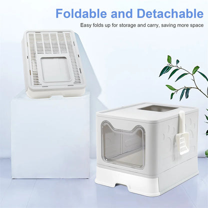 Modern Tidy Cat Litter Box, Flexible Cat House Furniture, Cat Potty with Portable Scoop Drawer