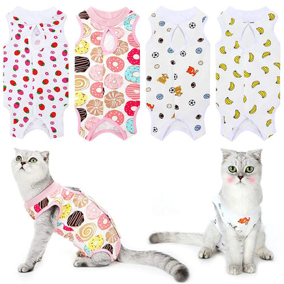 Pet Clothing Cat Recovery Suit, Postoperative Recovery Suit, E-Collar Alternative for Cats Dogs Puppy, Abdominal Skin Anti-Licking Pajamas