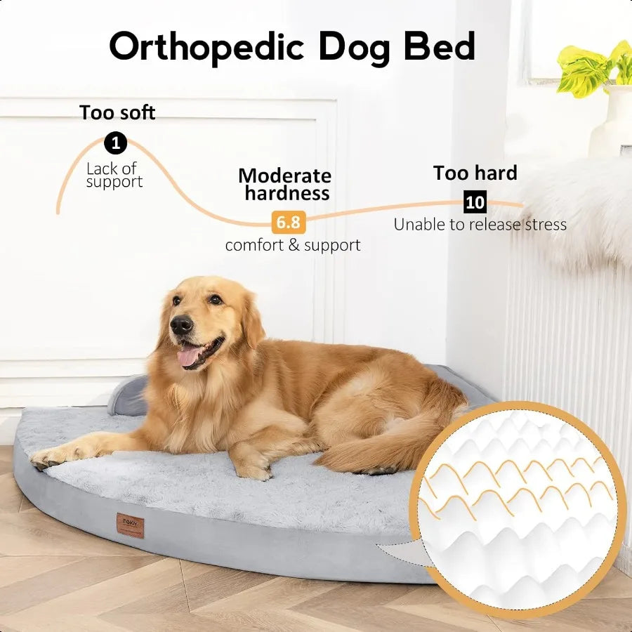 XL Orthopedic Dog Bed, EggCrate Memory Foam, Dog Beds with Removable Washable Cover, Waterproof Pet Beds, NonSlip Bottom