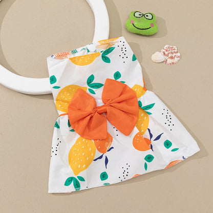 Fashion Cat Dresses With Bow, Cats & Small Dogs, Sphynx, Chihuahua, Fruit Flower Print Pet Clothes