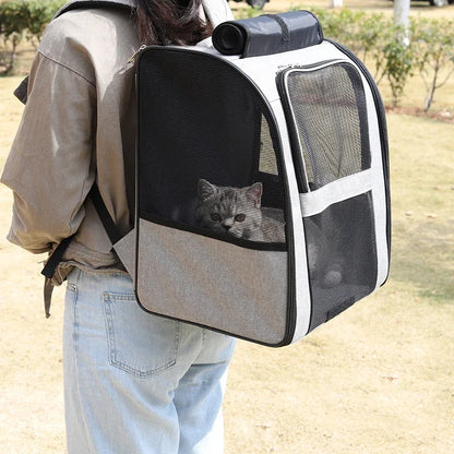 Pet Cat Backpacks, Breathable Outdoor Cat Carrier, Shoulder Bag for Small Dogs Cats, Portable Travel, Folding Backpack, Pet Supplies