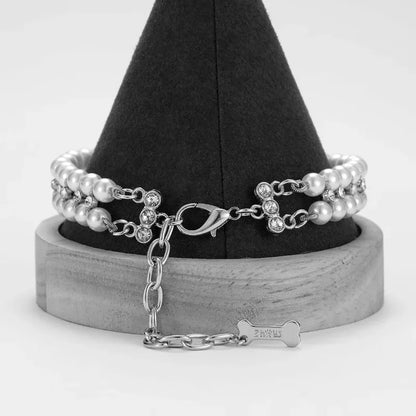 Luxury Puppy Kitten, Pearl Rhinestone Necklace, Collar for Cats, Small Dogs, Pretty Pet Accessories