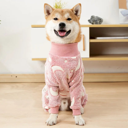 Soft Dog Pajama - 4 Legged Warm Fleece - Stretchable Dog Pajamas, Onesie Pet Pjs, Full Body Cover - Dog Jumpsuit Clothing