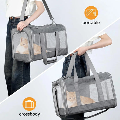 Airline-Approved Pet Carrier for Cats/Dogs, Soft Travel Bag with Breathable Honeycomb Board - Removable Support for Car/Air Travel